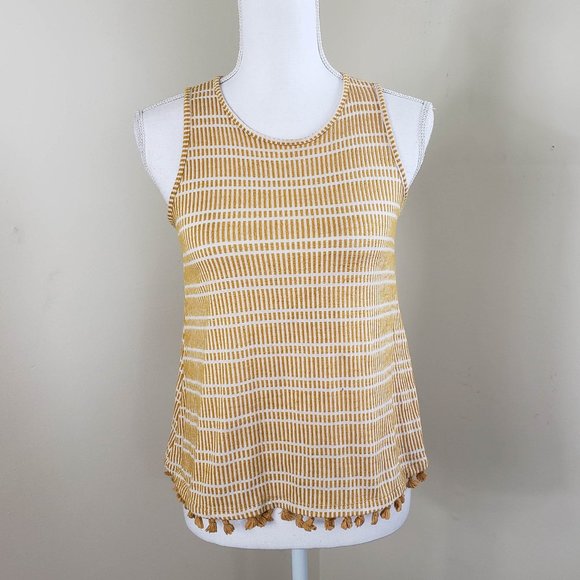 Anthropologie's W5 Tassel Striped Boho Tank Top Yellow Size XS - Picture 11 of 11